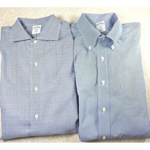 Brooks Brothers Dress Shirt Mens 17-6/7 Blue Regent Non Iron Cotton Lot Of 2